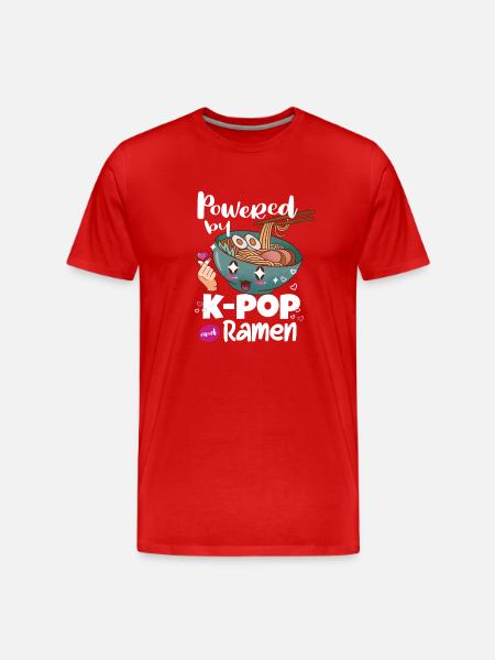 Propulsé par Kpop et Ramen - T-shirt bio Premium Homme - rouge