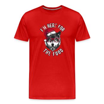I'm here for the food - Grumpy Christmas Wolf - Men's Premium Organic T-Shirt - red - Front - Damien (186cm)