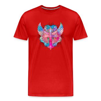 Christentum Kreuz - Männer Premium Bio T-Shirt - Rot - Vorne - Damien (186cm)