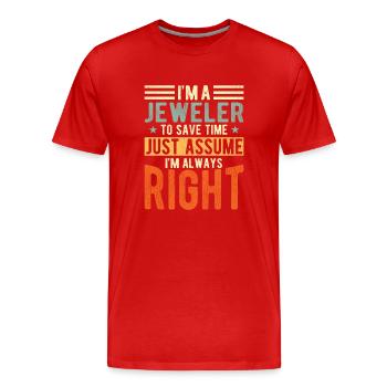 Jeweller - Men's Premium Organic T-Shirt - red - Front - Damien (186cm)