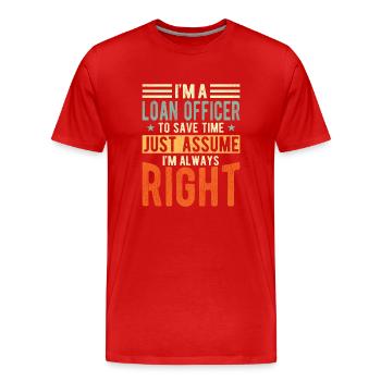 Agent de crédit - T-shirt bio Premium Homme - rouge - Devant - Damien (186cm)
