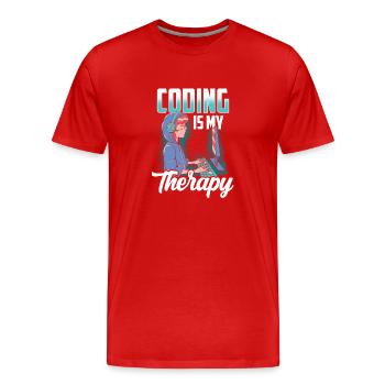Programmieren Ist Meine Therapie Coder Coding Code - Männer Premium Bio T-Shirt - Rot - Vorne - Damien (186cm)