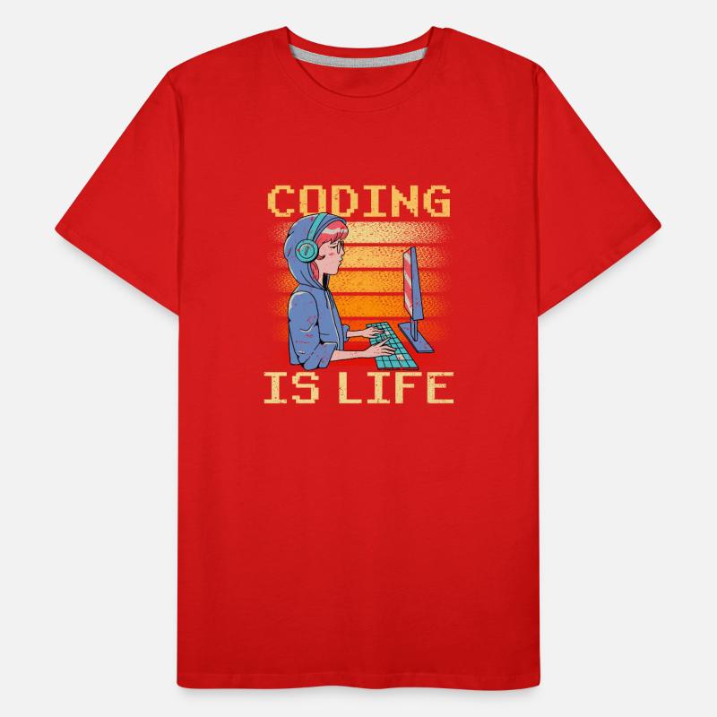 Coding is Life Coder Code Programmer Men's Premium Organic T-Shirt
