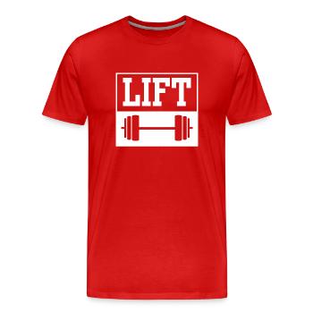Lift Workout Gym Gewichtheber Gewichtheben - Männer Premium Bio T-Shirt - Rot - Vorne - Damien (186cm)