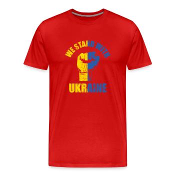 We Stand With Ukraine - Men's Premium Organic T-Shirt - red - Front - Damien (186cm)