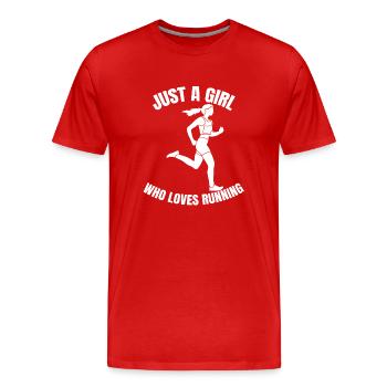 Jogger cardio training race fit jogging running - T-shirt bio Premium Homme - rouge - Devant - Damien (186cm)