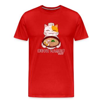 Asiatique Japonais Ramen Cat I Cadeau - T-shirt bio Premium Homme - rouge - Devant - Damien (186cm)