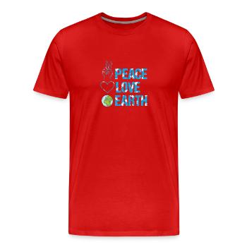 Peace Love Save Our Planet Earth - Männer Premium Bio T-Shirt - Rot - Vorne - Damien (186cm)