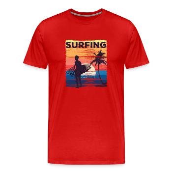 Surf Surf Surfer Planche de surf Surf - T-shirt bio Premium Homme - rouge - Devant - Damien (186cm)