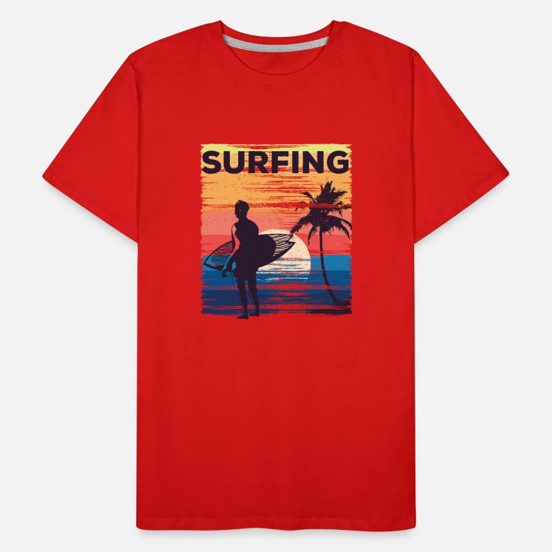 Surf Surf Surfer Planche de surf Surf T-shirt bio Premium Homme