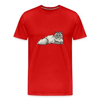 Katze - Männer Premium Bio T-Shirt - Rot - Vorne - Damien (186cm)