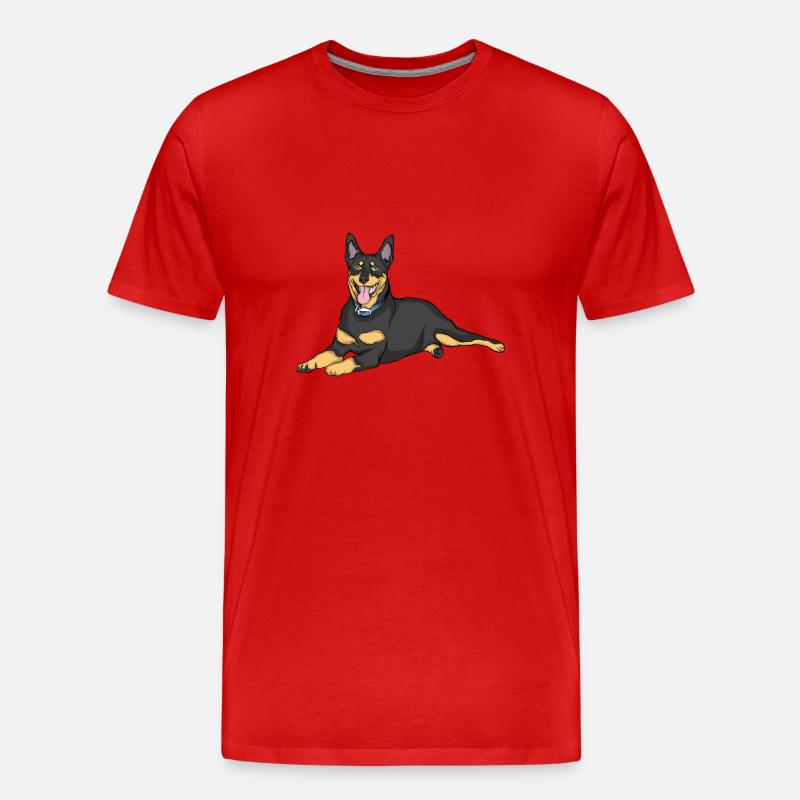 Dobermann Hund - Männer Premium Bio T-Shirt - Rot