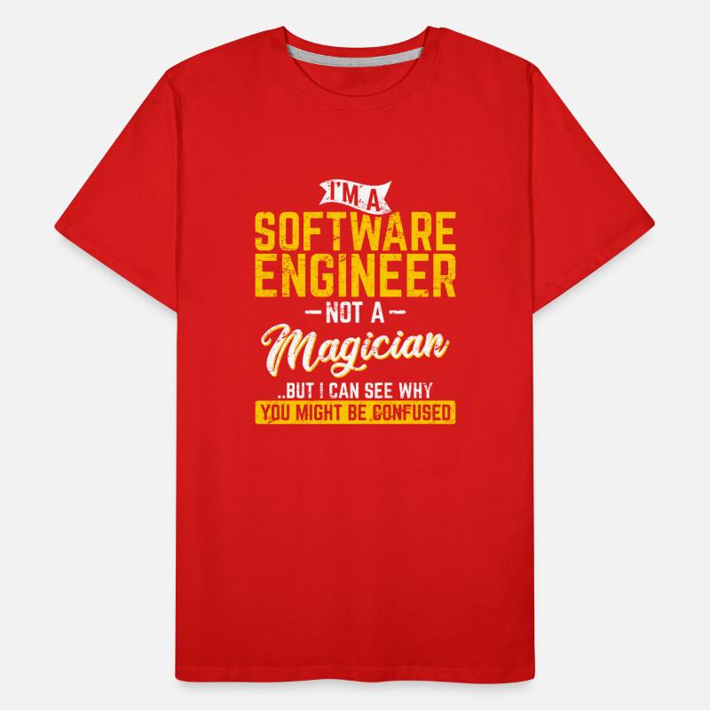 Software Engineer Not A Magician Programmer Develo Männer Premium Bio T-Shirt