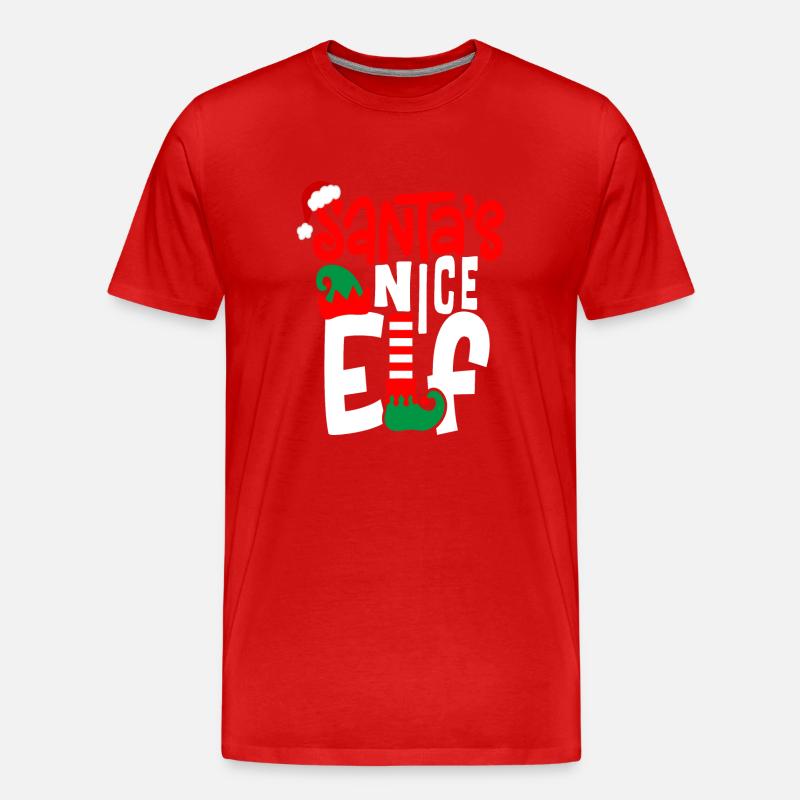 Santa s Nice Elf - Männer Premium Bio T-Shirt - Rot