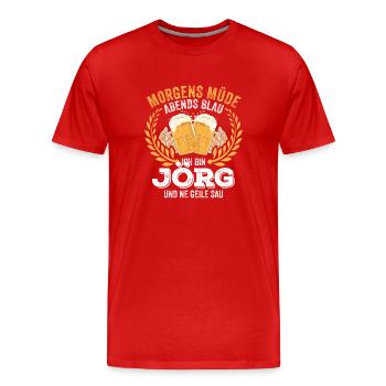 Jörg Vorname Name Geburtstag Bier saufen - Männer Premium Bio T-Shirt - Rot - Vorne - Damien (186cm)