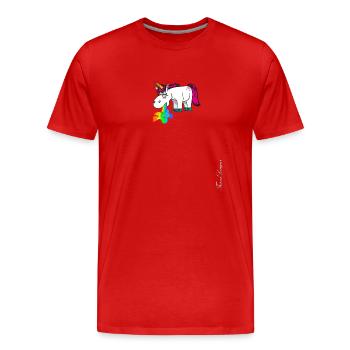 Cute unicorn pukes colorful rainbow - Men's Premium Organic T-Shirt - red - Front - Damien (186cm)