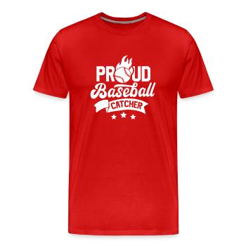 Fier receveur de baseball Joueur de baseball - T-shirt bio Premium Homme - rouge - Devant - Damien (186cm)