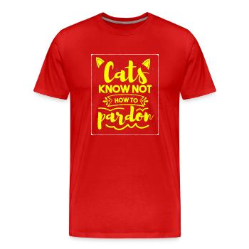 Cat Know Not How To Pardon T-Shirt - Men's Premium Organic T-Shirt - red - Front - Damien (186cm)
