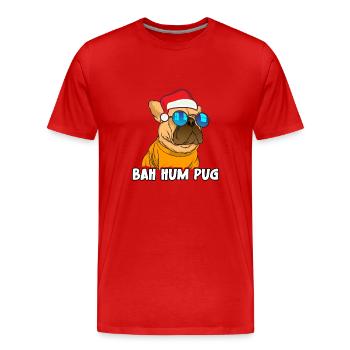 Christmas Xmas Family Matching Funny Bah Hum Pug - Männer Premium Bio T-Shirt - Rot - Vorne - Damien (186cm)