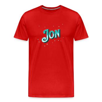 Jon Namen personalisiert - Männer Premium Bio T-Shirt - Rot - Vorne - Damien (186cm)