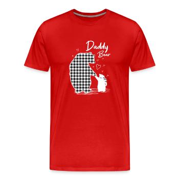 Papa Bear Grey Buffalo Plaid - Men's Premium Organic T-Shirt - red - Front - Damien (186cm)