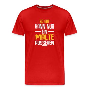 Malte Vorname Name Geburtstag - Männer Premium Bio T-Shirt - Rot - Vorne - Damien (186cm)