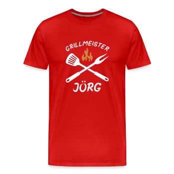 Grillmeister Jörg - Männer Premium Bio T-Shirt - Rot - Vorne - Damien (186cm)