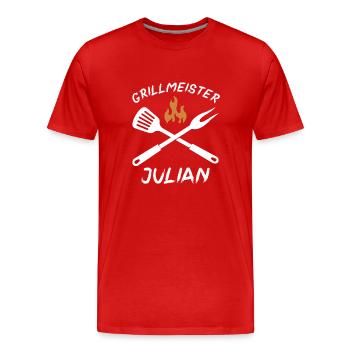 Grillmeister Julian - Männer Premium Bio T-Shirt - Rot - Vorne - Damien (186cm)