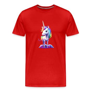 Une jolie petite licorne vous cherche - T-shirt bio Premium Homme - rouge - Devant - Damien (186cm)