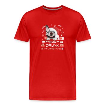 Français Marché de Noël Bulldog - T-shirt bio Premium Homme - rouge - Devant - Damien (186cm)