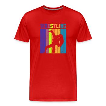 Lutte - T-shirt bio Premium Homme - rouge - Devant - Damien (186cm)