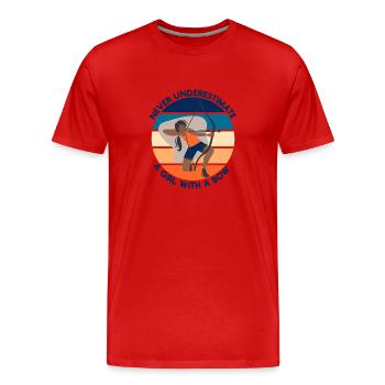 Ne sous-estimez jamais une fille avec un arc de tir à l’arc - T-shirt bio Premium Homme - rouge - Devant - Damien (186cm)