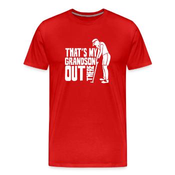 Voici mon petit-fils qui joue au golf - T-shirt bio Premium Homme - rouge - Devant - Damien (186cm)