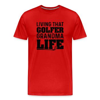 The Golf Grandma Grandmother - Men's Premium Organic T-Shirt - red - Front - Damien (186cm)