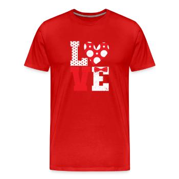 Polka Dot Liebe Herz Fliege Valentinstag Paare - Männer Premium Bio T-Shirt - Rot - Vorne - Damien (186cm)