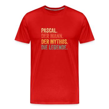 Pascal Mann Mythos Legende Vorname Name - Männer Premium Bio T-Shirt - Rot - Vorne - Damien (186cm)