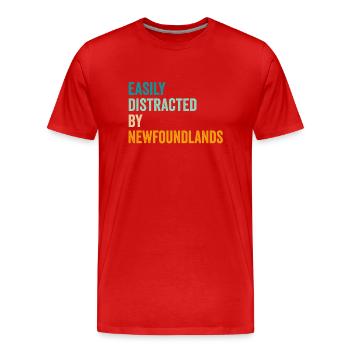 Easily Distracted By Newfoundlands - Men's Premium Organic T-Shirt - red - Front - Damien (186cm)