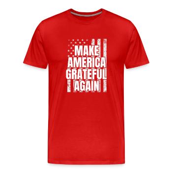 Make America Grateful Again Patriotic USA Flag - Men's Premium Organic T-Shirt - red - Front - Damien (186cm)