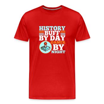 Histoire par joueur de jour la nuit - T-shirt bio Premium Homme - rouge - Devant - Damien (186cm)