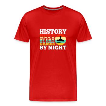 Histoire par joueur de jour la nuit - T-shirt bio Premium Homme - rouge - Devant - Damien (186cm)