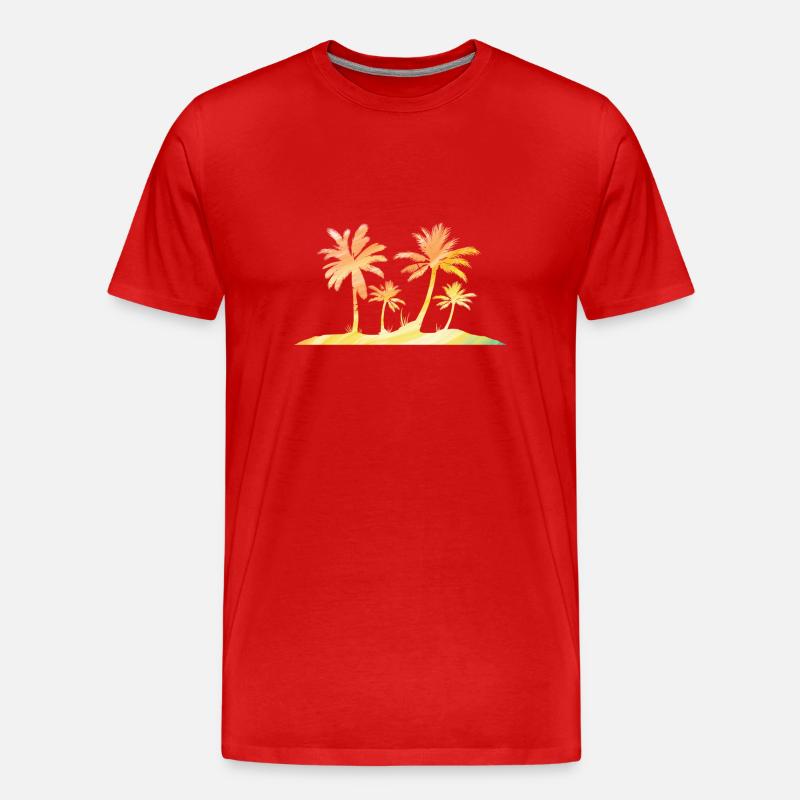 Einsame Insel Regenbogen Bunt - Männer Premium Bio T-Shirt - Rot