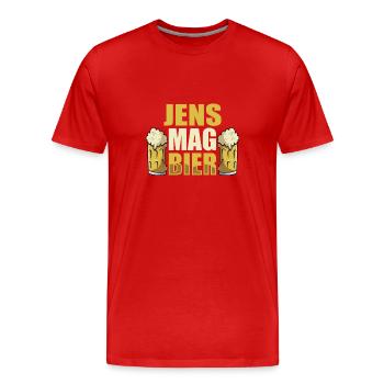 Jens mag Bier Name Geburtstag - Männer Premium Bio T-Shirt - Rot - Vorne - Damien (186cm)