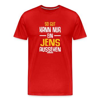 Jens Vorname Name Geburtstag - Männer Premium Bio T-Shirt - Rot - Vorne - Damien (186cm)
