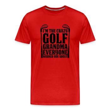 The Golf Grandma Grandmother - Men's Premium Organic T-Shirt - red - Front - Damien (186cm)
