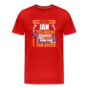 Vorname Jan Name Geburtstag Geschenk - Männer Premium Bio T-Shirt - Rot - Vorne - Damien (186cm)