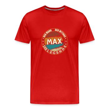 Max Vorname Name Geburtstag - Männer Premium Bio T-Shirt - Rot - Vorne - Damien (186cm)