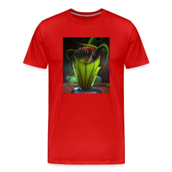 Drôle de pichet graphique Plant Art Cool Nepenthes - T-shirt bio Premium Homme - rouge - Devant - Damien (186cm)