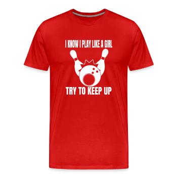 Kegeln Geschenk Bowling Kegel Bowler Bowlingkugel - Männer Premium Bio T-Shirt - Rot - Vorne - Damien (186cm)