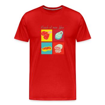 La viande mange la vie - T-shirt bio Premium Homme - rouge - Devant - Damien (186cm)