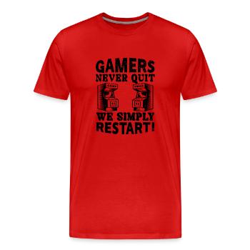 Les joueurs ne quittent jamais leur tenue - T-shirt bio Premium Homme - rouge - Devant - Damien (186cm)